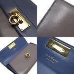 Salvatore Ferragamo Blue Gray Navy Leather Long Wallet (Bi-Fold) (Pre-Owned)