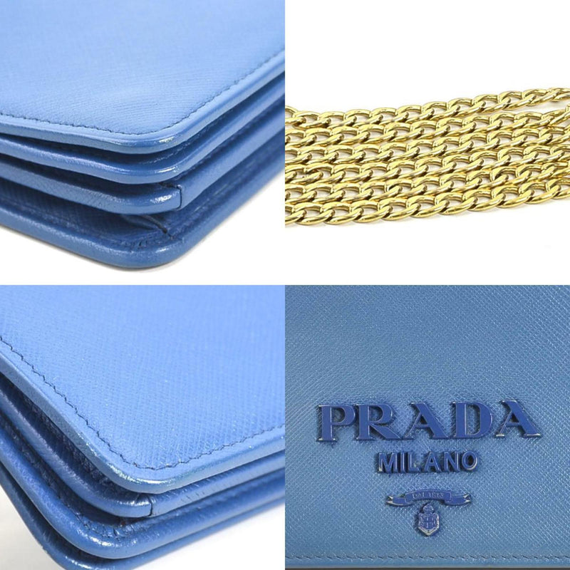 Prada Blue Leather Shoulder Bag (Pre-Owned)