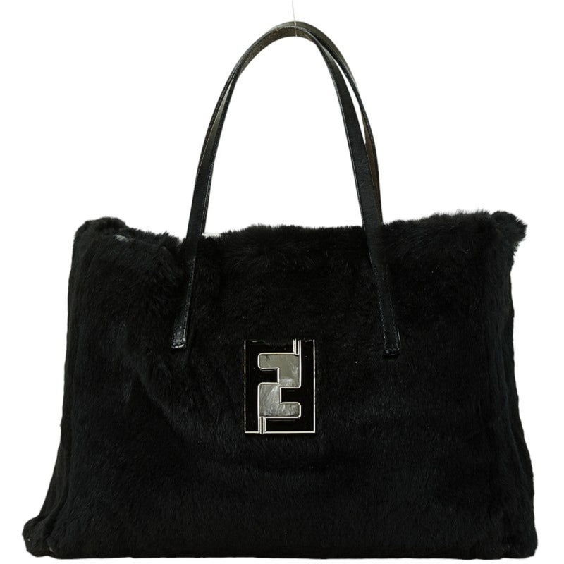 Fendi Black Faux Fur Leather Handbag (Pre-Owned)