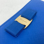 Salvatore Ferragamo Blue Leather Long Wallet (Bi-Fold) (Pre-Owned)