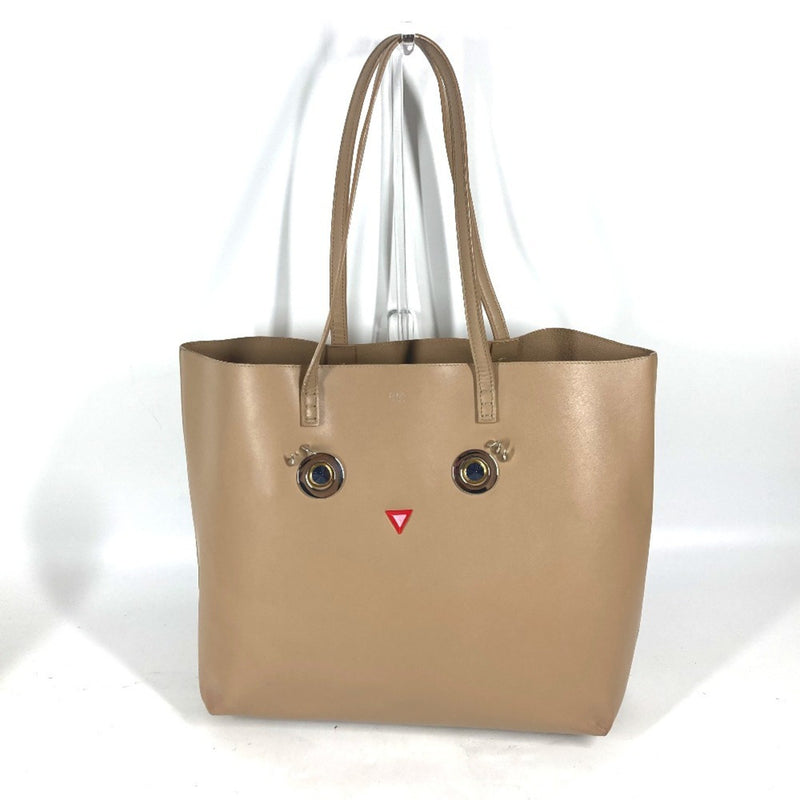 Fendi Beige Leather Shoulder Bag Tote Bag (Pre-Owned)