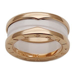 Bvlgari Pink Gold White Ceramic Pink Gold (18K) Band Ring (Pre-Owned)