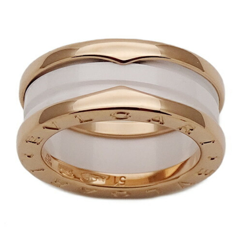 Bvlgari Pink Gold White Ceramic Pink Gold (18K) Band Ring (Pre-Owned)