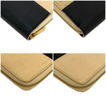 Celine Beige Black Gold Leather Long Wallet (Bi-Fold) (Pre-Owned)