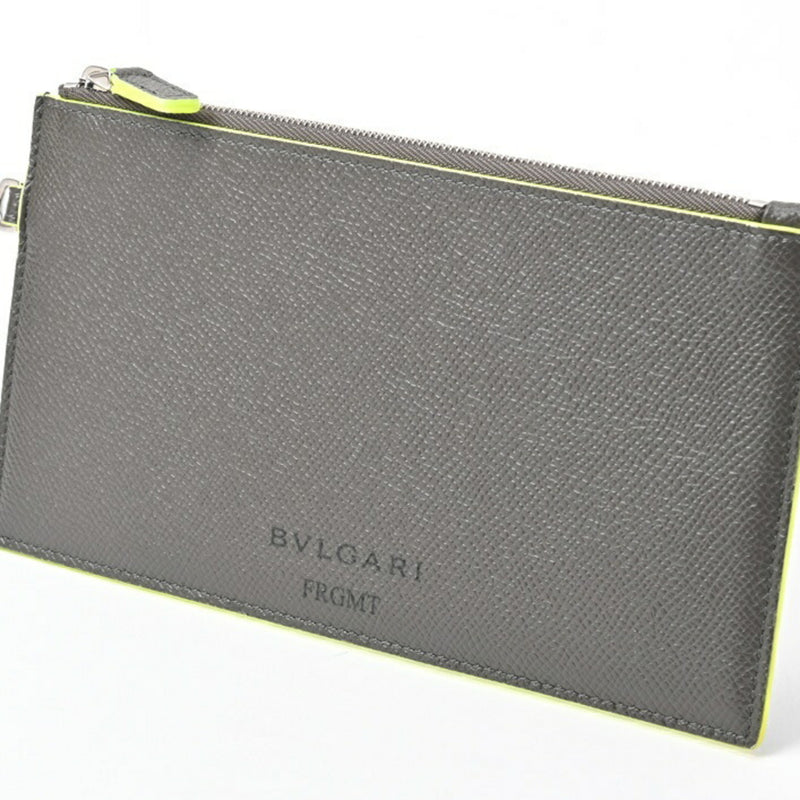 Bvlgari Gray Yellow Leather Pouch (Pre-Owned)