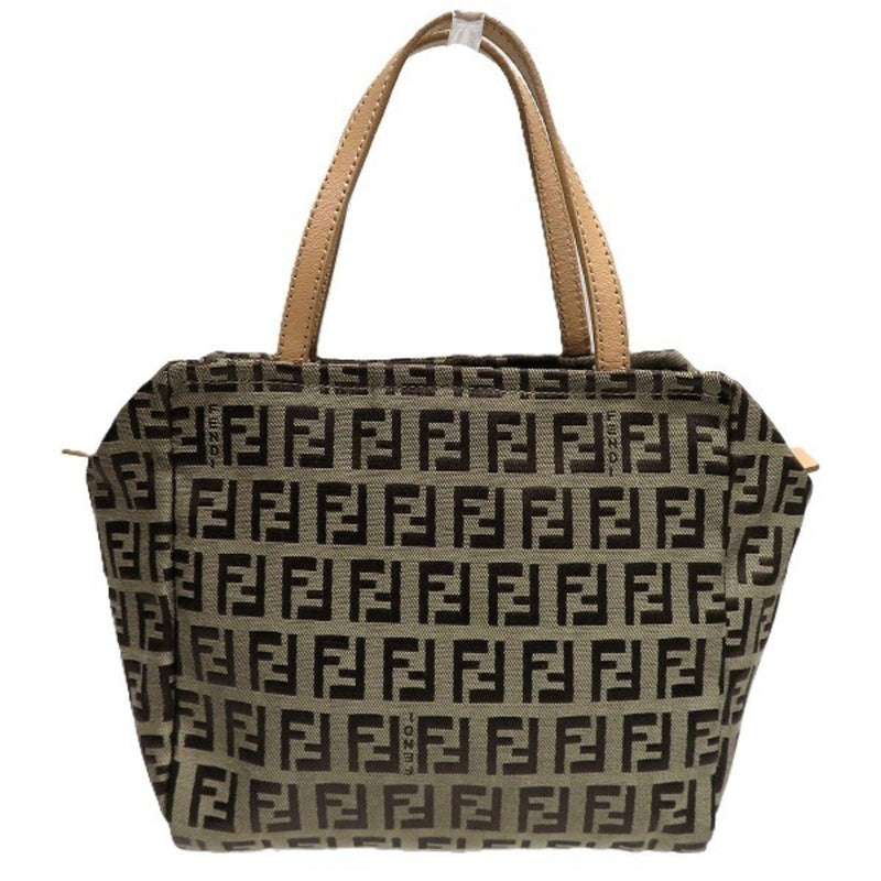 Fendi Beige Brown Canvas Handbag (Pre-Owned)