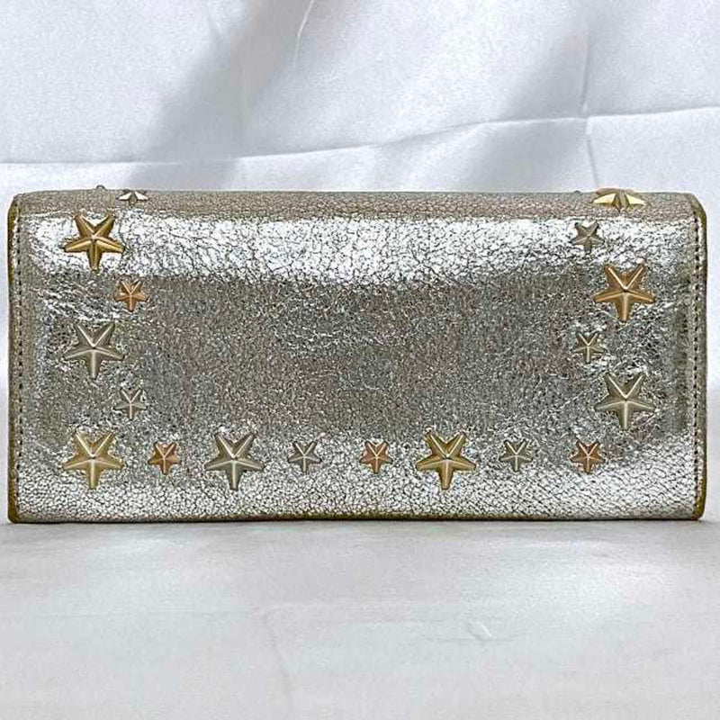 Jimmy Choo Silver Leather Long Wallet (Bi-Fold) (Pre-Owned)