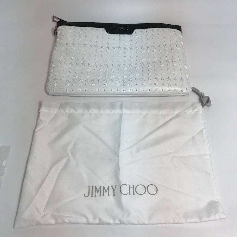 Jimmy Choo Black White Leather Clutch Bag (Pre-Owned)