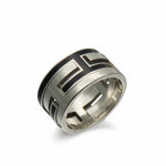 Hermes Black Silver 925 Band Ring (Pre-Owned)