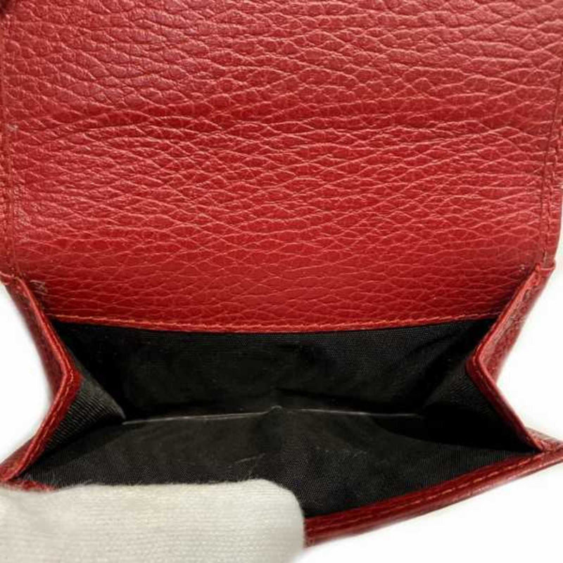 Gucci Red Color Leather Wallet (Tri-Fold) (Pre-Owned)