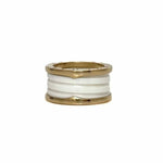 Bvlgari White Yellow Gold Ceramic Gold (18K) Band Ring (Pre-Owned)