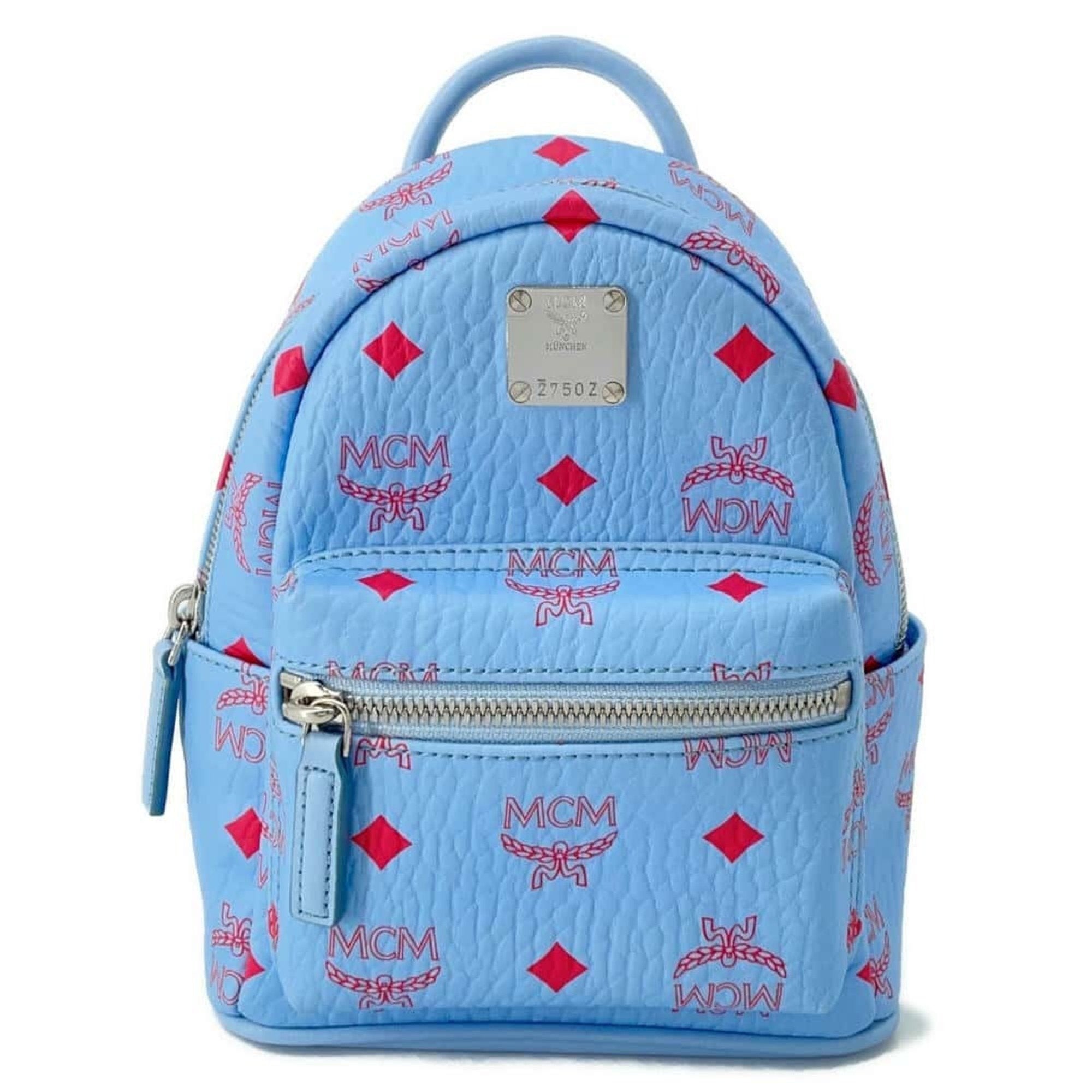 Mcm Blue Red Color Leather Backpack (Pre-Owned)