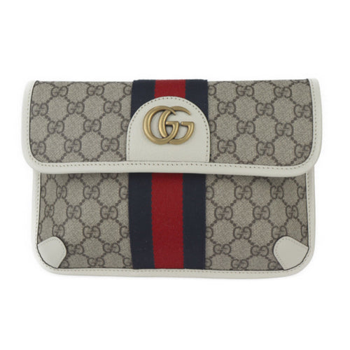 Gucci Beige White Gg Supreme Canvas Leather Fanny Pack Sling Bag (Pre-Owned)