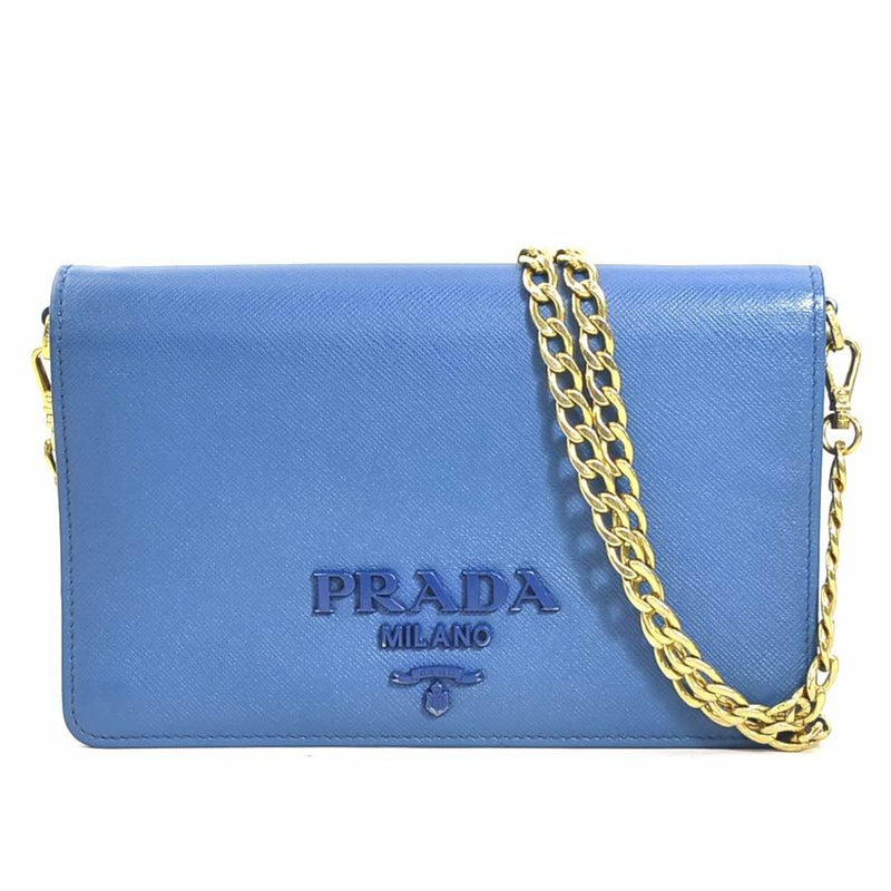 Prada Blue Leather Shoulder Bag (Pre-Owned)