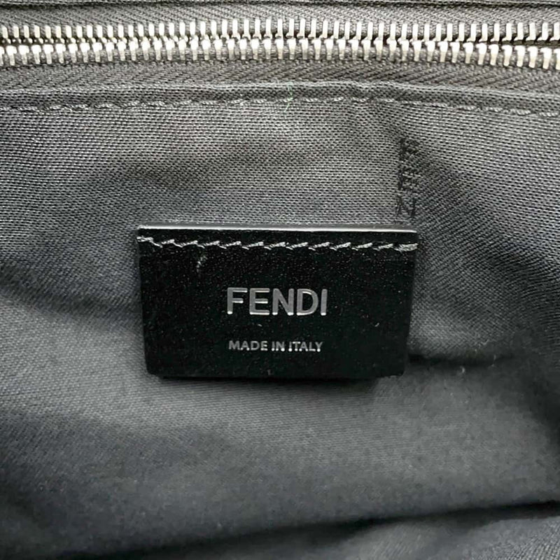 Fendi Beige Black Canvas Leather Backpack (Pre-Owned)