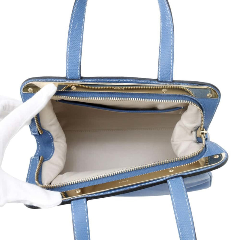 Valextra Blue Leather Handbag (Pre-Owned)