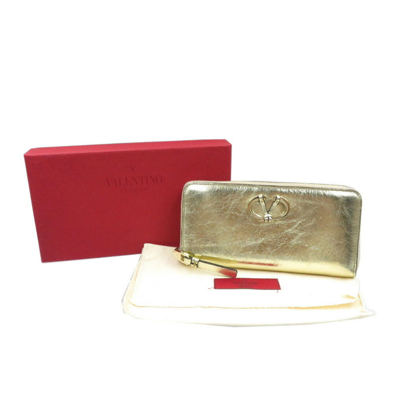 Valentino Garavani Gold Leather Coin Purse/Coin Case (Pre-Owned)