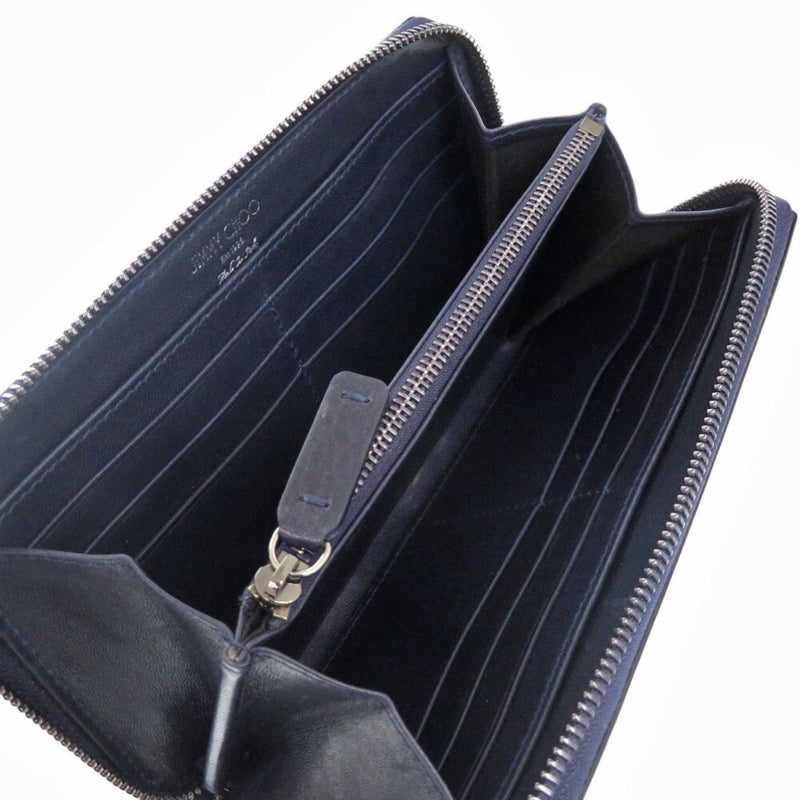 Jimmy Choo Navy Leather Long Wallet (Bi-Fold) (Pre-Owned)