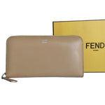 Fendi Beige Black Leather Coin Purse/Coin Case (Pre-Owned)