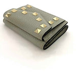 Valentino Garavani Gray Leather Wallet (Tri-Fold) (Pre-Owned)