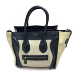 Celine Beige Black Leather Hemp Tote Bag (Pre-Owned)