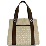 Bvlgari Beige Brown Canvas Leather Tote Bag (Pre-Owned)