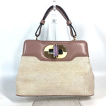 Bvlgari Beige Pink Canvas Leather Handbag Tote Bag (Pre-Owned)