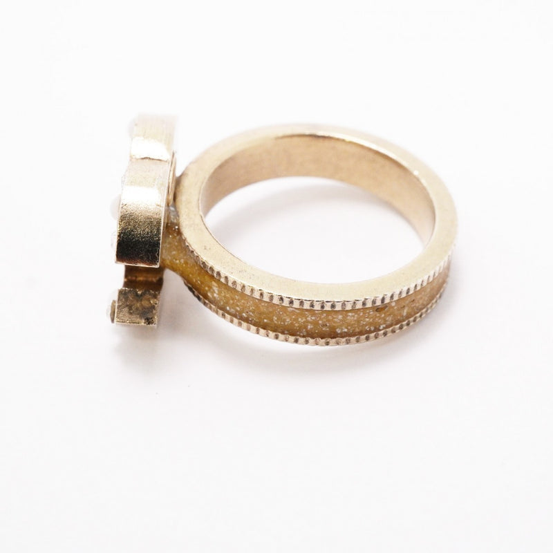 Chanel Champagne Gold White Gold Plating Band Ring (Pre-Owned)