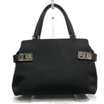 Salvatore Ferragamo Black Nylon Leather Handbag Tote Bag (Pre-Owned)