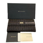 Bvlgari Dark Brown Canvas Leather Long Wallet (Bi-Fold) (Pre-Owned)