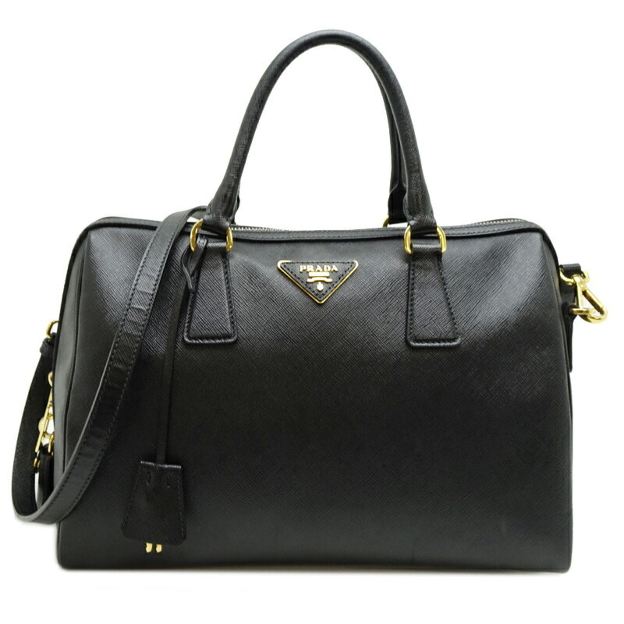 Prada Black Nero Leather Boston Bag Handbag (Pre-Owned)