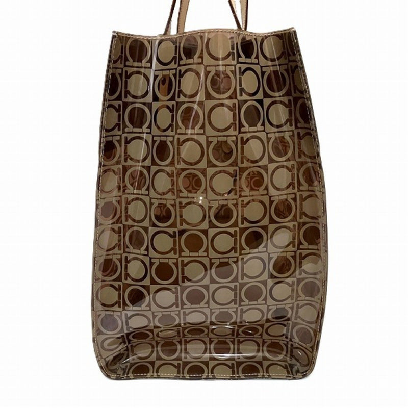 Salvatore Ferragamo Brown Pvc Leather Pouch Shoulder Bag Tote Bag (Pre-Owned)