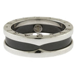 Bvlgari Silver Ceramic Silver 925 Band Ring (Pre-Owned)