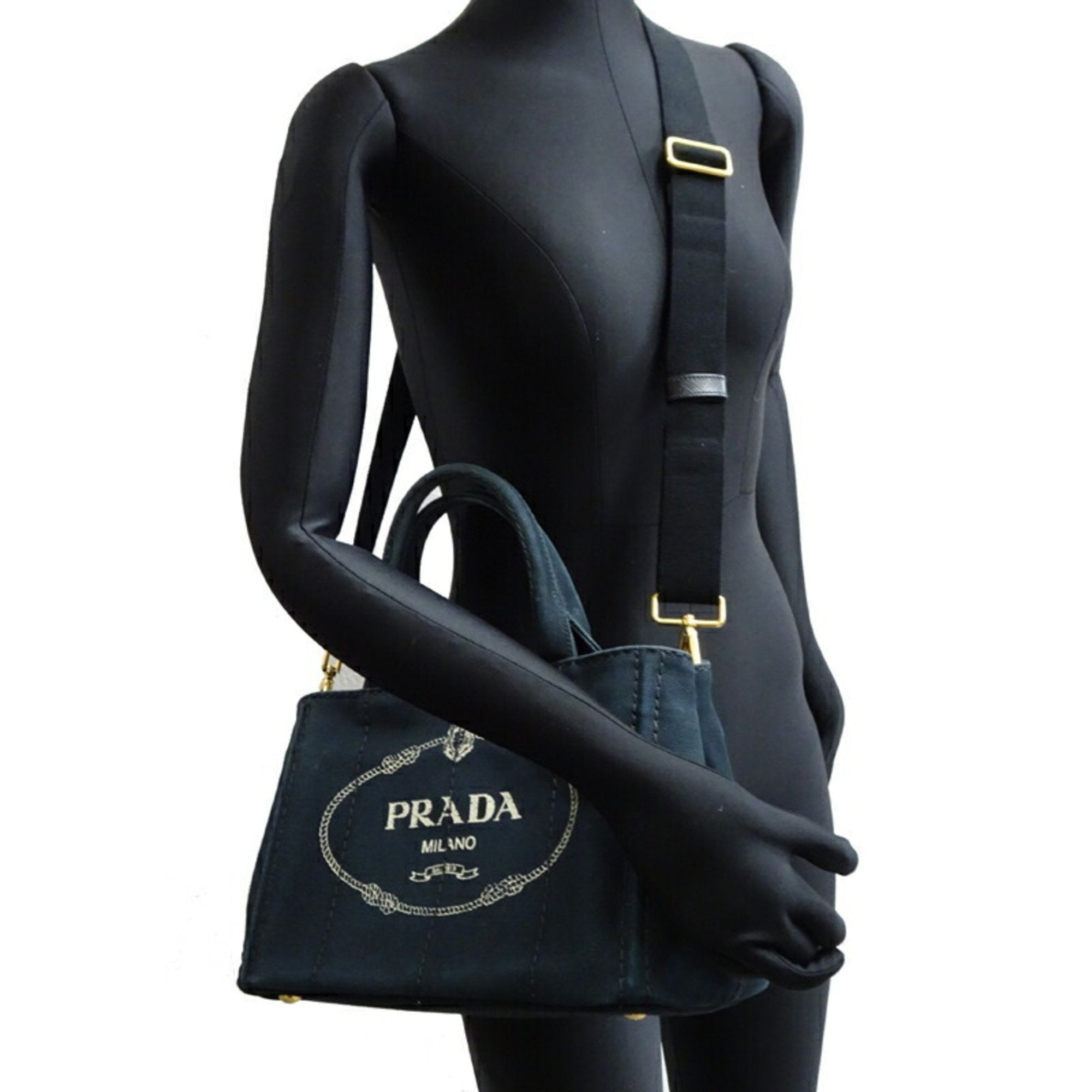 Prada Black Nero Canvas Handbag (Pre-Owned)