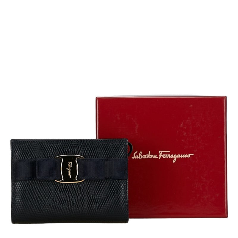 Salvatore Ferragamo Black Navy Leather Pouch (Pre-Owned)