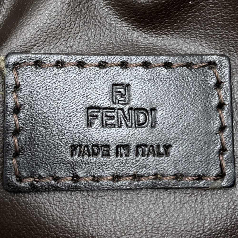 Fendi Beige Brown Canvas Leather Handbag (Pre-Owned)