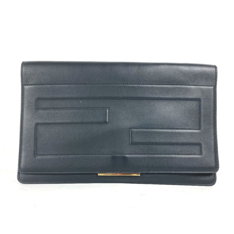 Fendi Black Leather Clutch Bag Pouch (Pre-Owned)