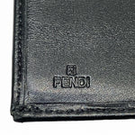 Fendi Black Leather Canvas Long Wallet (Bi-Fold) (Pre-Owned)