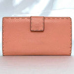 Fendi Beige Pink Leather Long Wallet (Bi-Fold) (Pre-Owned)