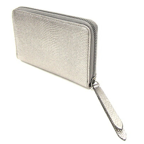 Jimmy Choo Gunmetal Metallic Leather Coin Purse/Coin Case (Pre-Owned)