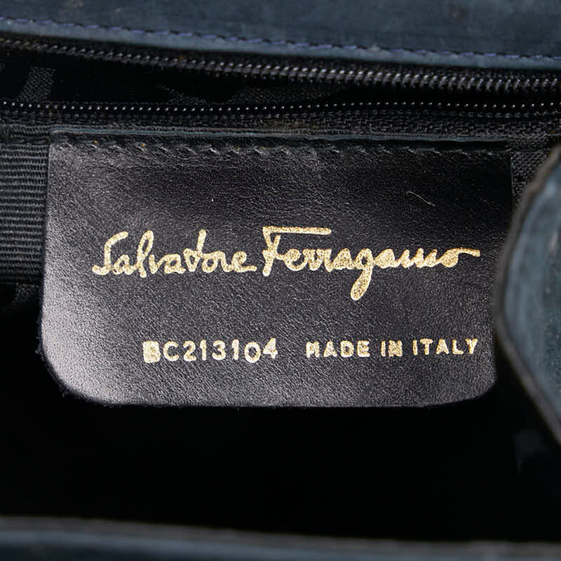 Salvatore Ferragamo Black Suede Leather Handbag (Pre-Owned)