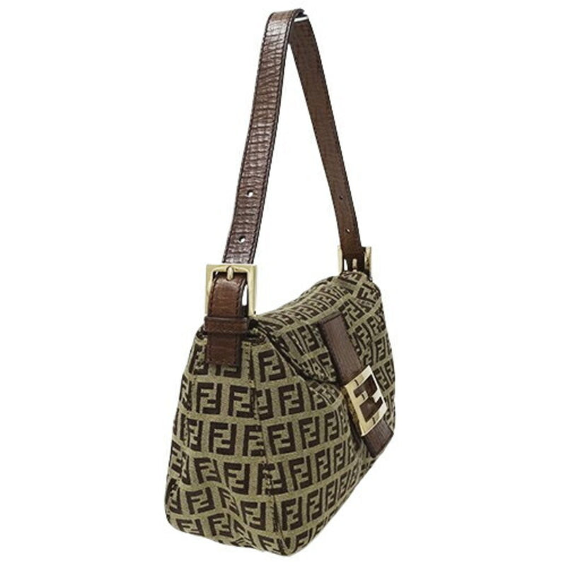 Fendi Brown Khaki Canvas Shoulder Bag (Pre-Owned)