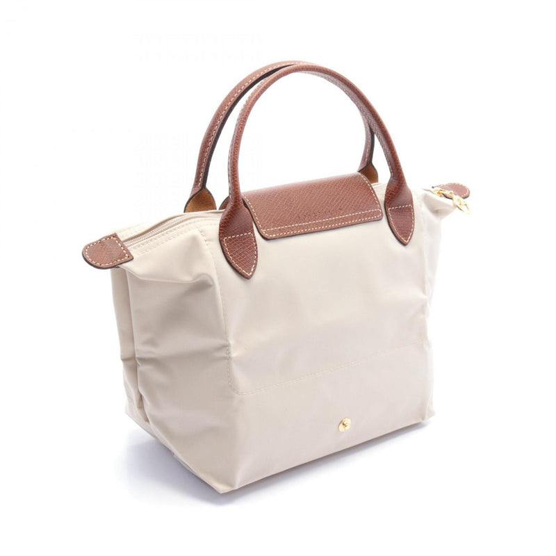 Longchamp Beige Brown Nylon Leather Tote Bag