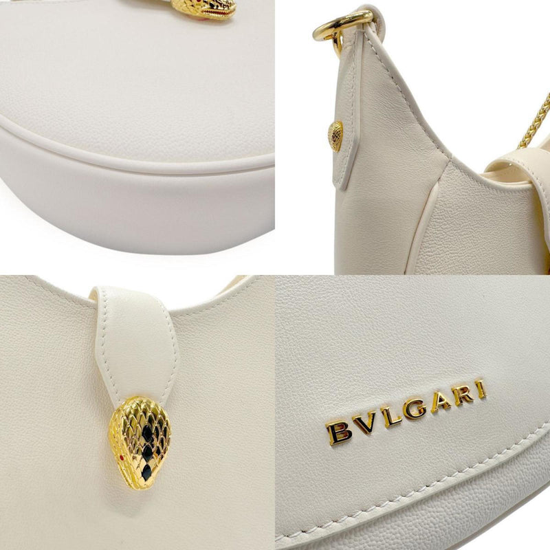 Bvlgari Light Beige Leather Handbag Shoulder Bag (Pre-Owned)