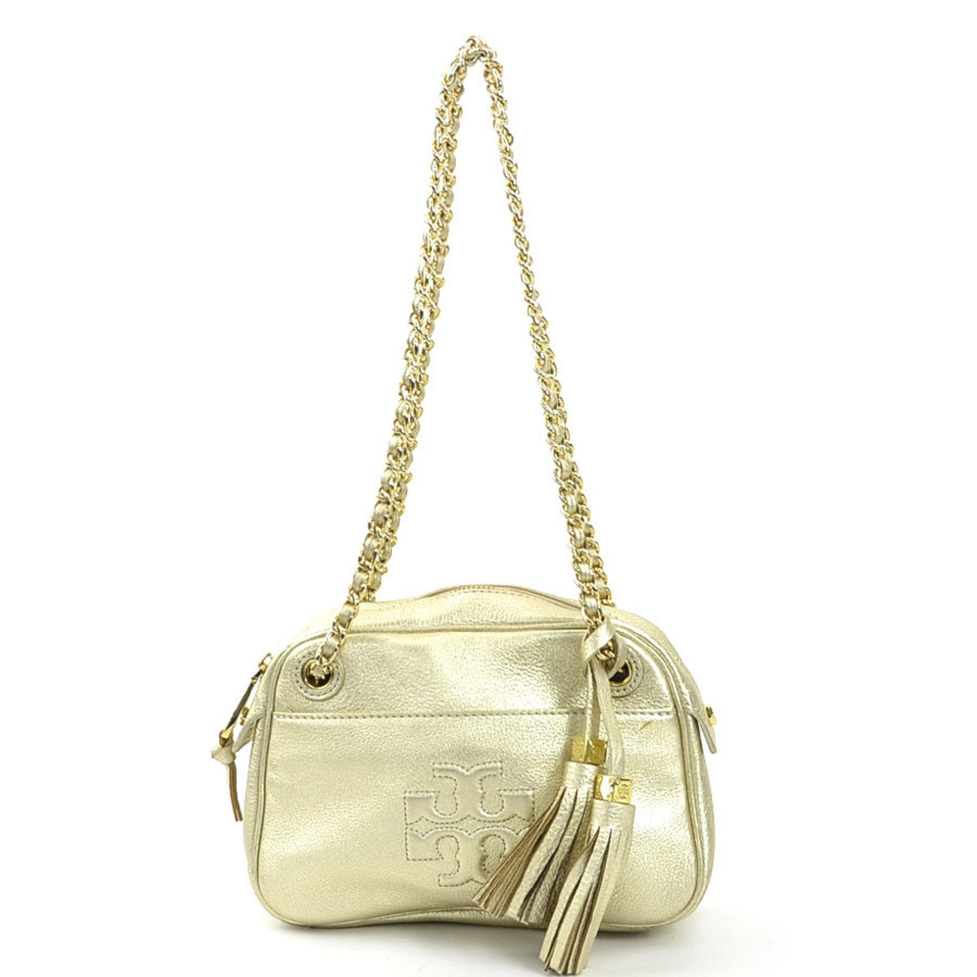 Tory Burch Gold Leather Shoulder Bag (Pre-Owned)