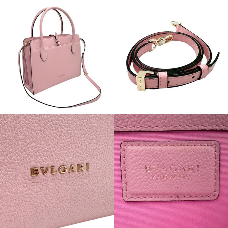 Bvlgari Pink Leather Handbag Shoulder Bag (Pre-Owned)