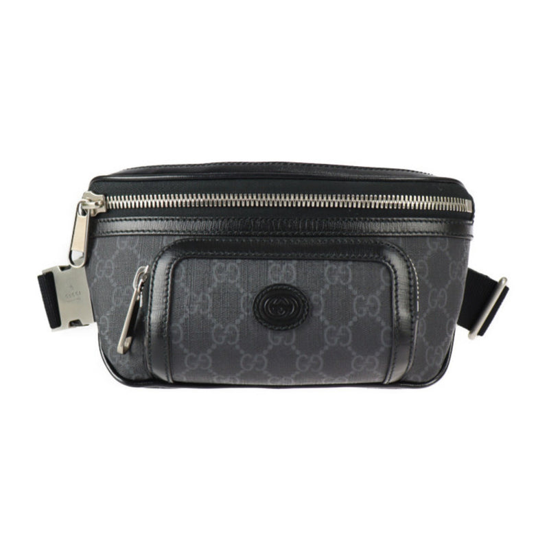 Gucci Black Gray Gg Supreme Leather Fanny Pack (Pre-Owned)