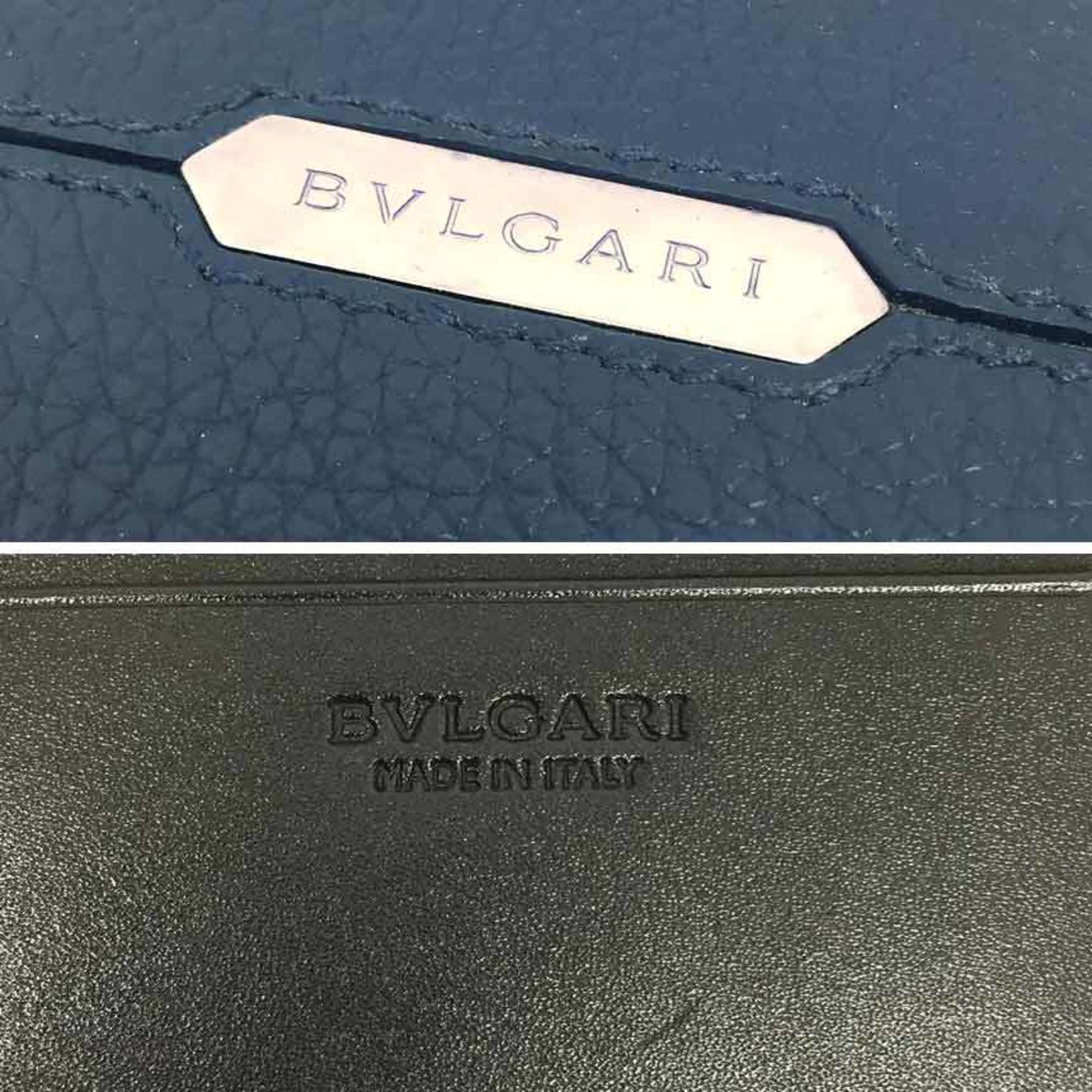 Bvlgari Navy Leather Bill Wallet (Bi-Fold) (Pre-Owned)