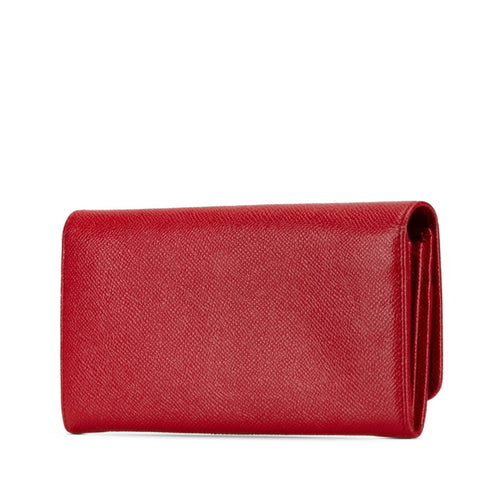 Bvlgari Bvlgari Bvlgari Red Color Leather Long Wallet (Bi-Fold) (Pre-Owned)