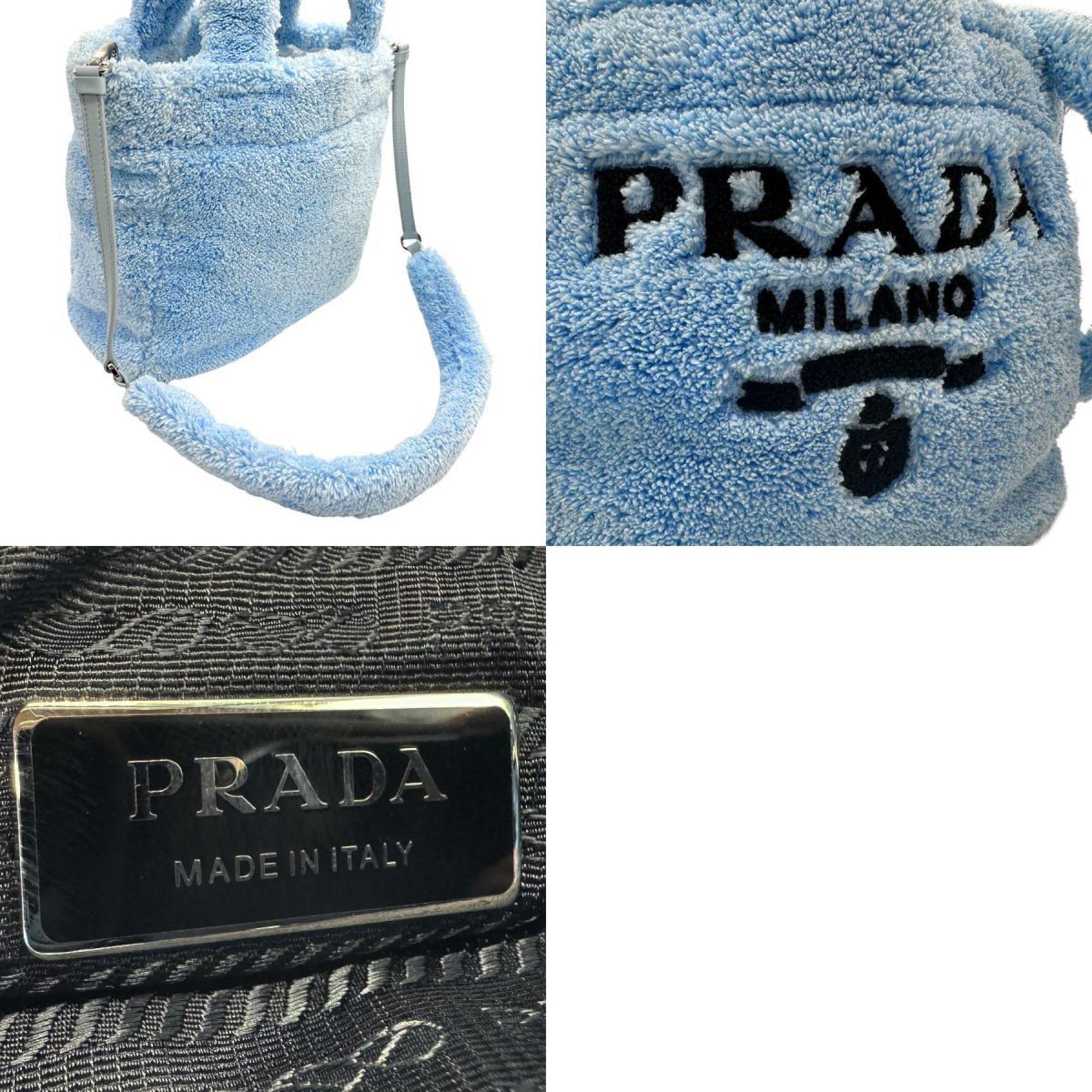 Prada Black Blue Pile Fabric Handbag Shoulder Bag (Pre-Owned)